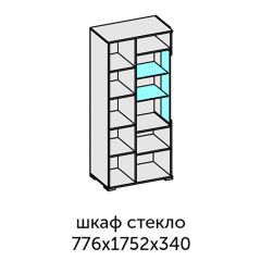 Аллегро-10 Шкаф 2дв. (со стеклом) (дуб крафт золотой-камень темный) в Александровском - alexsandrovskoe.mebel24.online | фото 2