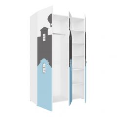 Детская Сити ПМ-332.25 исп 2 Шкаф комбинирован (3д) (Белый/Графит/Голубой) в Александровском - alexsandrovskoe.mebel24.online | фото 2
