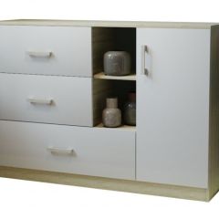 Комод К-3.1 (Дуб сонома/Белый жемчуг) в Александровском - alexsandrovskoe.mebel24.online | фото