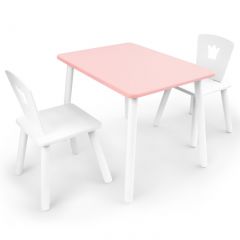 Комплект детской мебели стол и два стула Корона  (Розовый/Белый/Белый) в Александровском - alexsandrovskoe.mebel24.online | фото