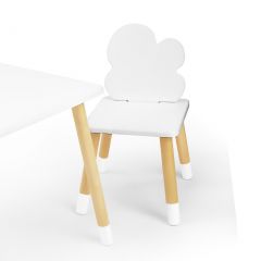 Комплект детской мебели стол и два стула Облачко (Белый/Белый/Береза) в Александровском - alexsandrovskoe.mebel24.online | фото