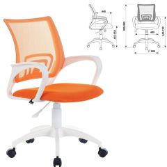 Кресло BRABIX "Fly MG-396W", пластик белый, сетка, оранжевое, 532401, MG-396W_532401 в Александровском - alexsandrovskoe.mebel24.online | фото 2