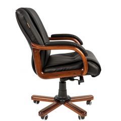 Кресло для руководителя CHAIRMAN  653 М (Кожа) Черное в Александровском - alexsandrovskoe.mebel24.online | фото 3