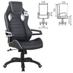 Кресло компьютерное BRABIX Techno Pro GM-003 (экокожа черное/серое, вставки серые) 531814 в Александровском - alexsandrovskoe.mebel24.online | фото
