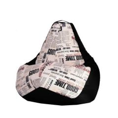 Кресло-мешок XL Газета-Black в Александровском - alexsandrovskoe.mebel24.online | фото 1