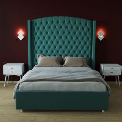 Кровать Берлин ЛЮКС с ортопедическим основанием 1600 (велюр бирюзовый) в Александровском - alexsandrovskoe.mebel24.online | фото 2