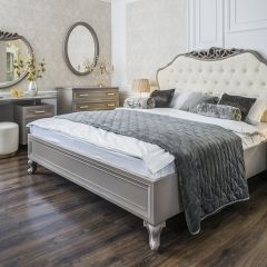 Кровать Мокко 1600 с мягким изголовьем + основание (серый камень) в Александровском - alexsandrovskoe.mebel24.online | фото 1