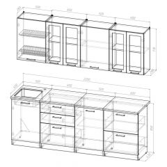 Кухонный гарнитур Лоретта компакт 2200 мм в Александровском - alexsandrovskoe.mebel24.online | фото 2