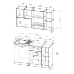 Кухонный гарнитур Ольга медиум 3 1400 мм в Александровском - alexsandrovskoe.mebel24.online | фото 2
