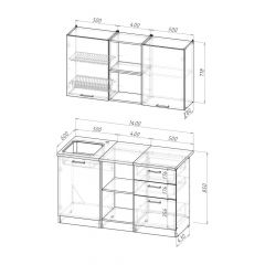 Кухонный гарнитур Ольга медиум 4 1400 мм в Александровском - alexsandrovskoe.mebel24.online | фото 2