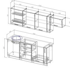 Кухонный гарнитур Вегас 2550 (Стол. 26мм) в Александровском - alexsandrovskoe.mebel24.online | фото 2