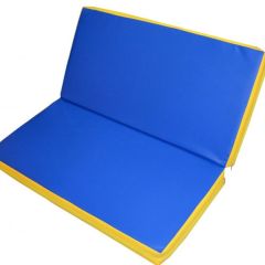 Мат гимнастический 1х1х0,08м складной цв. синий-желтый в Александровском - alexsandrovskoe.mebel24.online | фото 1