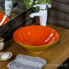 Накладная раковина melana mln-t4006-b6+b3 (желто-красная) в Александровском - alexsandrovskoe.mebel24.online | фото