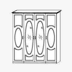 Прованс-2 Шкаф 4-х дверный с 2 зеркалами (Итальянский орех/Груша с платиной черной) в Александровском - alexsandrovskoe.mebel24.online | фото
