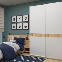 Шкаф-купе 1400 серии SOFT D6+D6+B2+PL3 (2 ящика+2штанги) профиль «Капучино» в Александровском - alexsandrovskoe.mebel24.online | фото