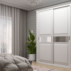Шкаф-купе 1500 серии NEW CLASSIC K2+K2+B2+PL2(2 ящика+1 штанга+1 полка) профиль «Капучино» в Александровском - alexsandrovskoe.mebel24.online | фото
