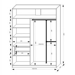 Шкаф-купе 1500 серии NEW CLASSIC K4+K4+B2+PL4 (2 ящика+F обр. штанга) профиль «Капучино» в Александровском - alexsandrovskoe.mebel24.online | фото 3