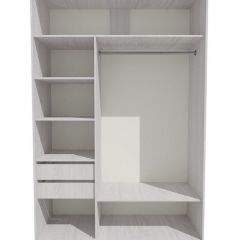 Шкаф-купе 1500 серии SILVER S1+S1+B2+PL2 (2 ящика+1 штанга+1 полка) профиль «Серебро» в Александровском - alexsandrovskoe.mebel24.online | фото 2