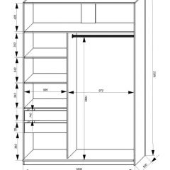 Шкаф-купе 1600 серии SOFT D1+D3+B2+PL1 (2 ящика+1штанга) профиль «Графит» в Александровском - alexsandrovskoe.mebel24.online | фото 4