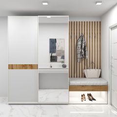 Шкаф-купе 1600 серии SOFT D6+D4+B2+PL2 (2 ящика+1штанга+1 полка) профиль «Капучино» в Александровском - alexsandrovskoe.mebel24.online | фото