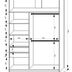 Шкаф-купе 1600 серии SOFT D8+D2+B2+PL4 (2 ящика+F обр.штанга) профиль «Графит» в Александровском - alexsandrovskoe.mebel24.online | фото 2