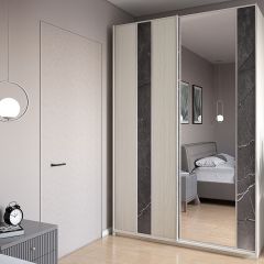 Шкаф-купе 1700 серии SILVER S4+S3Z+B2+PL1 (2 ящика+1 штанга) профиль «Серебро» в Александровском - alexsandrovskoe.mebel24.online | фото