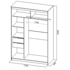 Шкаф-купе №19 Серия 3 Квадро (1700) Ясень Анкор светлый в Александровском - alexsandrovskoe.mebel24.online | фото 4