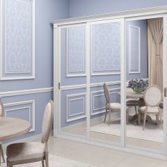 Шкаф-купе 2150 серии NEW CLASSIC K1+K1+K1+B22+PL4 (по 2 ящика лев/прав+F обр.штанга) профиль «Капучино» в Александровском - alexsandrovskoe.mebel24.online | фото