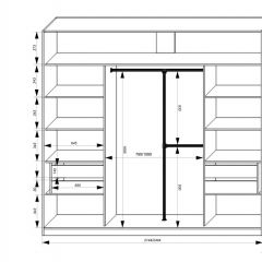 Шкаф-купе 2150 серии NEW CLASSIC K4+K4+K4+B22+PL4(по 2 ящика лев/прав+F обр.штанга) профиль «Капучино» в Александровском - alexsandrovskoe.mebel24.online | фото 3