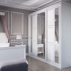Шкаф-купе 2150 серии NEW CLASSIC K6Z+K1+K6+B22+PL2(по 2 ящика лев/прав+1 штанга+1 полка) профиль «Капучино» в Александровском - alexsandrovskoe.mebel24.online | фото