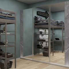Шкаф-купе 2250 серии SILVER S3+S1+S3Z B22+PL2 (по 2 ящика лев/прав+1штанга+1 полка) профиль «Серебро» в Александровском - alexsandrovskoe.mebel24.online | фото