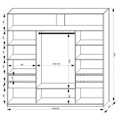 Шкаф-купе 2400 серии SOFT D2+D7+D3+B22+PL2 (по 2 ящика лев/прав+1штанга+1полка) профиль «Графит» в Александровском - alexsandrovskoe.mebel24.online | фото 3