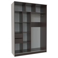 Шкаф-купе ПШ-2.9 1500 Фасад ВСТАВКА МДФ | СТЕКЛО (Венге/Стекло черное) в Александровском - alexsandrovskoe.mebel24.online | фото 2