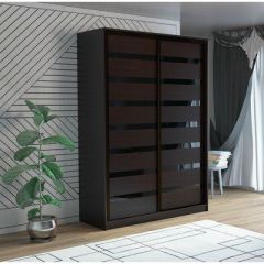 Шкаф-купе ПШ-2.9 1500 Фасад ВСТАВКА МДФ | СТЕКЛО (Венге/Стекло черное) в Александровском - alexsandrovskoe.mebel24.online | фото