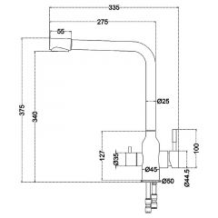 Смеситель д/кухни MELANA-F610304 Stello нерж.сталь, с переключателем на фильтр, однорычажный, сатин в Александровском - alexsandrovskoe.mebel24.online | фото 4