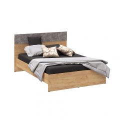 Спальня Асти Кровать (сп/м 1400*2000мм) (Дуб крафт золотой/Ателье светлое НАСТИЛ) в Александровском - alexsandrovskoe.mebel24.online | фото