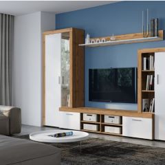 Стенка SKYE (дуб вотан/белый) в Александровском - alexsandrovskoe.mebel24.online | фото
