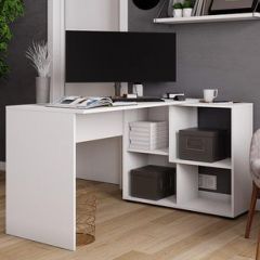 Стол компьютерный угловой СКМУ-4 Белый в Александровском - alexsandrovskoe.mebel24.online | фото