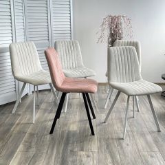 Стул ELVIS WZ2042-01 молочный фактурный велюр / белый каркас М-City в Александровском - alexsandrovskoe.mebel24.online | фото 2