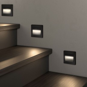 DK3050-BK Светильник встраиваемый в стену, IP 20, LED 3000, 1 Вт, черный пластик в Александровском - alexsandrovskoe.mebel24.online | фото 3