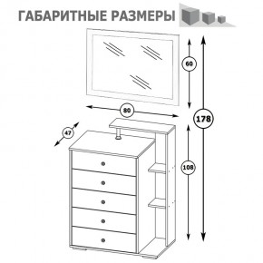 Камелия Комод + Зеркало, цвет белый, ШхГхВ 80х46,8х178 см., НЕ универсальная сборка в Александровском - alexsandrovskoe.mebel24.online | фото 6
