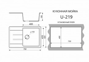 Каменная мойка ULSTONE U-219 (755х505) в Александровском - alexsandrovskoe.mebel24.online | фото 2