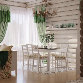 Комлект Вествик обеденный стол и четыре стула, массив сосны, цвет белый в Александровском - alexsandrovskoe.mebel24.online | фото