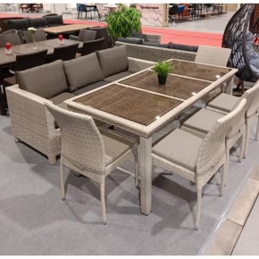 Комплект плетеной мебели T365/S65/Y380C-W85 8PCS Latte (8+1) + подушки в Александровском - alexsandrovskoe.mebel24.online | фото