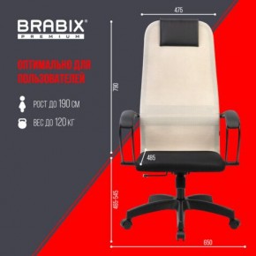 Кресло BRABIX PREMIUM "Ultimate EX-800" пластик, плотная двойная сетка Х2, черное/бежевое, 532916 в Александровском - alexsandrovskoe.mebel24.online | фото 6