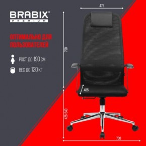 Кресло BRABIX PREMIUM "Ultimate EX-801" хром, плотная двойная сетка Х2, черное, 532917 в Александровском - alexsandrovskoe.mebel24.online | фото 7