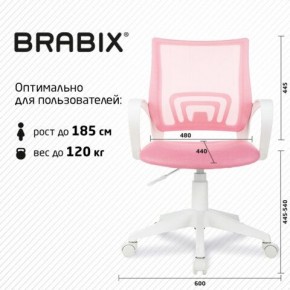 Кресло BRABIX "Fly MG-396W", с подлокотниками, пластик белый, сетка, розовое, 533008 в Александровском - alexsandrovskoe.mebel24.online | фото 5