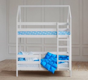 Кровать-домик двухъярусная 80*160 Белый в Александровском - alexsandrovskoe.mebel24.online | фото 4