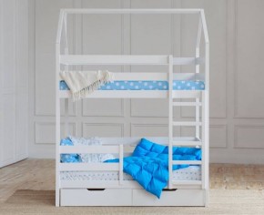 Кровать-домик двухъярусная 80*160 Белый в Александровском - alexsandrovskoe.mebel24.online | фото 5