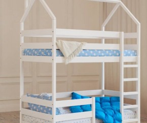 Кровать-домик двухъярусная 80*160 Белый в Александровском - alexsandrovskoe.mebel24.online | фото 6